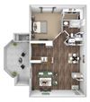 Arrowhead Landing Apartments floor plan A2 Starboard 1 bedroom 1 bath 3D Arrowhead Landing Apartments floor plan A2 Starboard 1 bedroom 1 bath 3D
